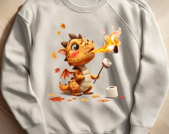 Baby Dragon Sneezing Fire Marshmallow Shirt, Cute Dragon Kids Tee, Fall Dragon Toddler Shirt, Fantasy Dragon Youth Hoodie Sweatshirt Gift