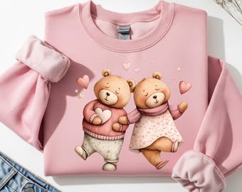 Coquette Teddy Bear Sweatshirt, Vintage Valentine Shirt, Slow Dance Couple Hoodie, Retro 90s Romantic Bear Gift for Her