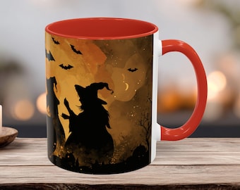 Tazza Witch Coven, tazza di Halloween, tazza in ceramica gotica, regalo Wiccan, design rituale pagano, regalo di Halloween, estetica Witchcore, arredamento gotico per la casa