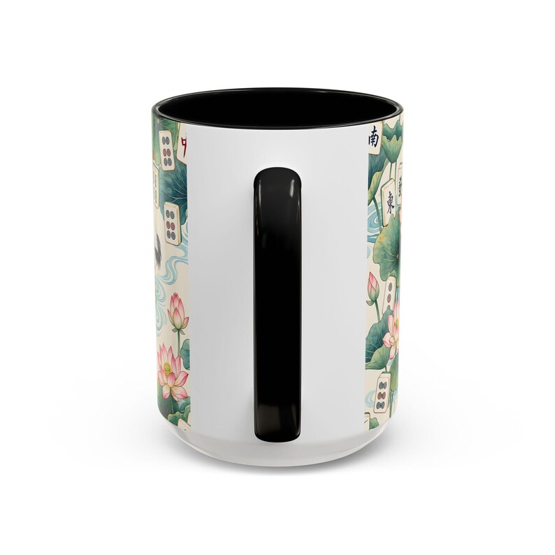 Mahjong Tiles Crane Lotus Pattern Mug | Accent Coffee Mug image 10