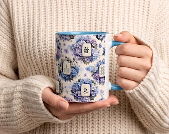 Mahjong Tiles Floral Pattern Mug | Accent Coffee Mug