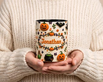 Personalized Halloween Pattern Mug | Accent Coffee Mug
