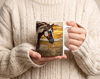 Stained Glass Mustang Mug | Ceramic Coffee Cup