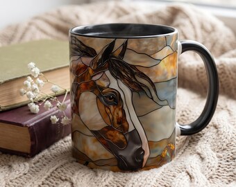 Stained Glass Horse Accent Coffee Mug | 11oz 15oz