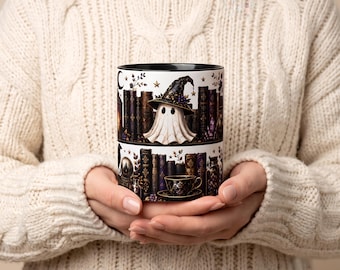 Gothic Witch Mug, Dark Academia Coffee Cup, Witchy Book Lover Gift, Ghost Cat Mug, Occult Coffee Mug, Gothic Halloween Gift