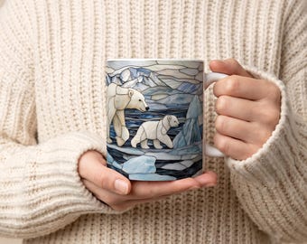 Polar Bear Mosaic Art Mug | Polar Bear Family Mug