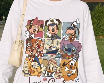 Crucero Disney retro vintage 2026 PNG, camiseta de viaje familiar en crucero de Mickey y sus amigos, ¡Vamos a hacer un crucero Disney! Sueña, hazaña, magia, maravilla, fantasía.