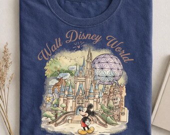 El lugar más feliz de la Tierra PNG, Camiseta Vintage Comfort Colors, Camiseta Retro Mickey, Camiseta de vacaciones Disney, Camiseta para viajes familiares a Walt Disney World