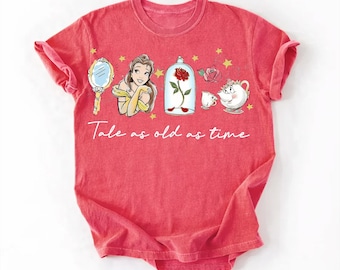 Camiseta retro de Disney "La Bella y la Bestia" PNG, Sudadera de la Princesa Bella, Camiseta de Princesa Disney