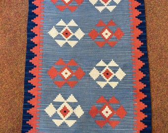 Afgański kilim, ręcznie robiony wełniany dywan, mały dywan plemienny, dywan boho, skandynawski wystrój, płasko tkany dywan, rustykalny wystrój domu, dywan 2x3
