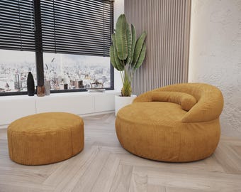 Puf otomano con reposapiés, sillón puf, sofá de suelo para sala de estar, cojín de suelo, cojín para asiento de ventana, 109 x 109 x 35 cm