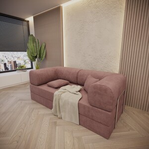 Modular Pink Floor Sofa is made with premium foam and velvet fabric that ensure both durability and comfort. Also our washable zippered cover is just what you need! The modular design allows you to configure the pieces in any shape or size. It doubles as both a mattress and a sofa, offering a multi-functional solution for your space. Dimension 78x39x14 in. Teddy Sofa, Sectional Sofa