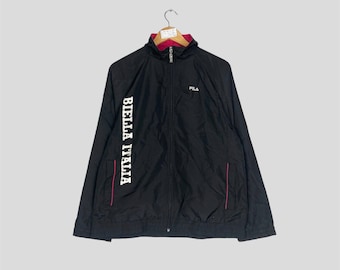 Vintage FiLA BIELLA ITALIA Full Zipper Jacket Big Logo Spell Out Fila Biella Italia Light Sportswear Jacket Fila Training Jacket Large Size
