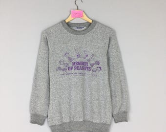 Sudadera vintage de cuello redondo con el logo grande de Peanuts, suéter unisex de Peanuts