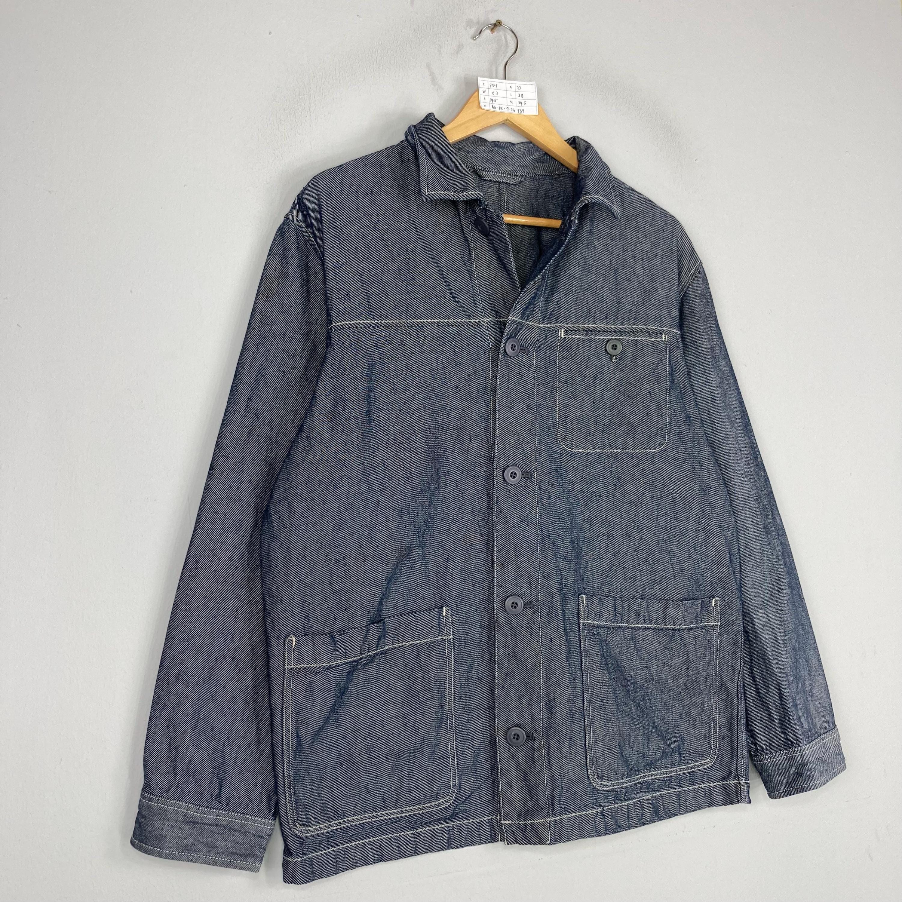 Vintage Uniqlo Japanese Brand Denim Chore Jacket Button up Uniqlo 