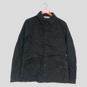Vintage JURNAL STANDARD svart bomullsjeansjacka med knappar, vintage japanskt märke, arbetskläder, vintage Journal Standard arbetarjacka