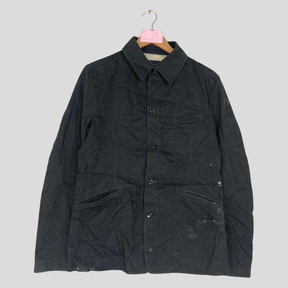 Vintage JOURNAL STANDARD Black Cotton Denim Jacket Button Up Vtg Japanese Brand Workwear Jean Jacket Vtg Journal Standard Workers Jacket