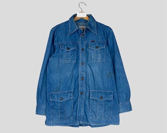 Chaqueta vaquera azul vintage EDWIN para tareas domésticas, chaqueta vaquera de trabajo EDWIN, chaqueta vaquera de trabajo EDWIN, chaqueta vaquera francesa para trabajadores EDWIN