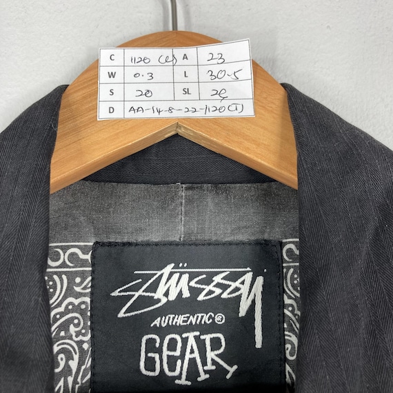 Vintage STUSSY GEAR Black Denim Chore Jacket Button up Stussy