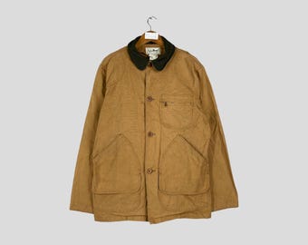Chaqueta vaquera vintage de LL Bean para tareas domésticas, chaqueta vaquera de trabajo con botones de LL Bean, chaqueta de abrigo francesa de LL Bean Workers