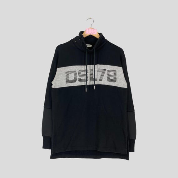 Diesel, Vintage Rare DIESEL 78 Hoodie Striped Sweatshirt Big Logo DIESEL 78 Jumper Pullover DIESEL 78 Sweater Black Colour Unisex Medium Size