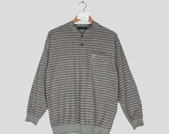 Sudadera vintage Lyle & Scott a rayas con un solo bolsillo, logo pequeño, jersey Lyle & Scott, suéter unisex informal