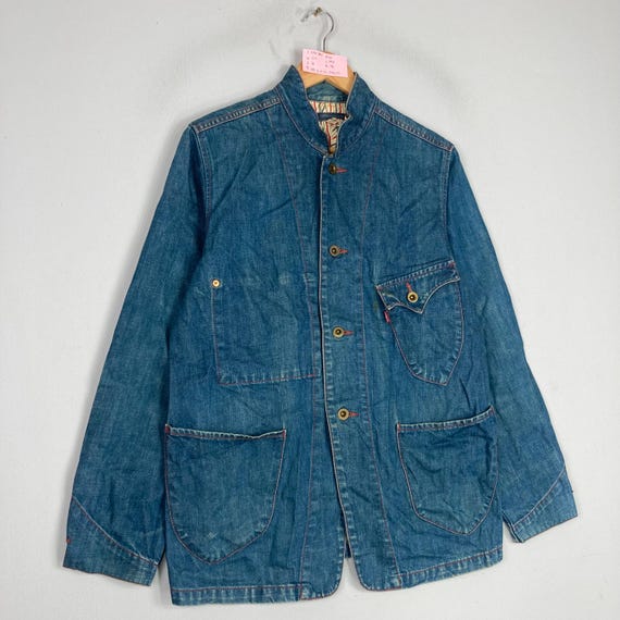 Vintage LEVIS RED TAB Blue Denim Chore Jacket Button up Levis Red