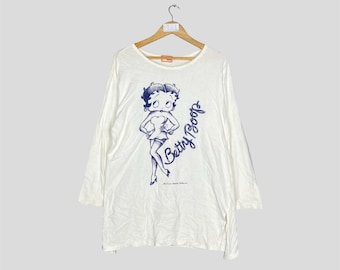 Vintage Betty Boop Long Women's  Crewneck Light Sweatshirt Betty Boop Jumper Pullover Betty Boop Unisex Sweater Betty Boop Casual Outfit