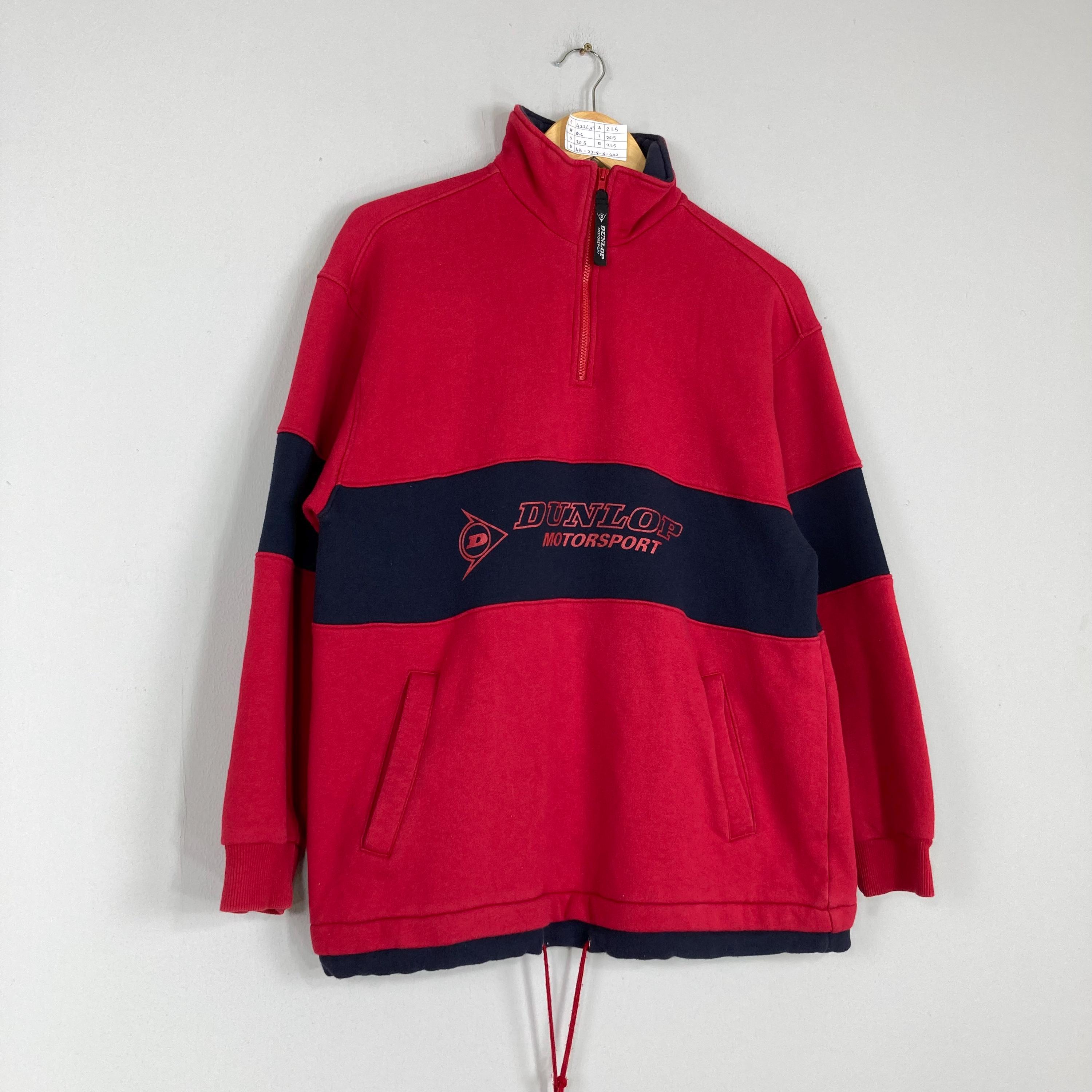 Vintage DUNLOP MOTORSPORT Quarter Zipper Sweatshirt Big Striped 