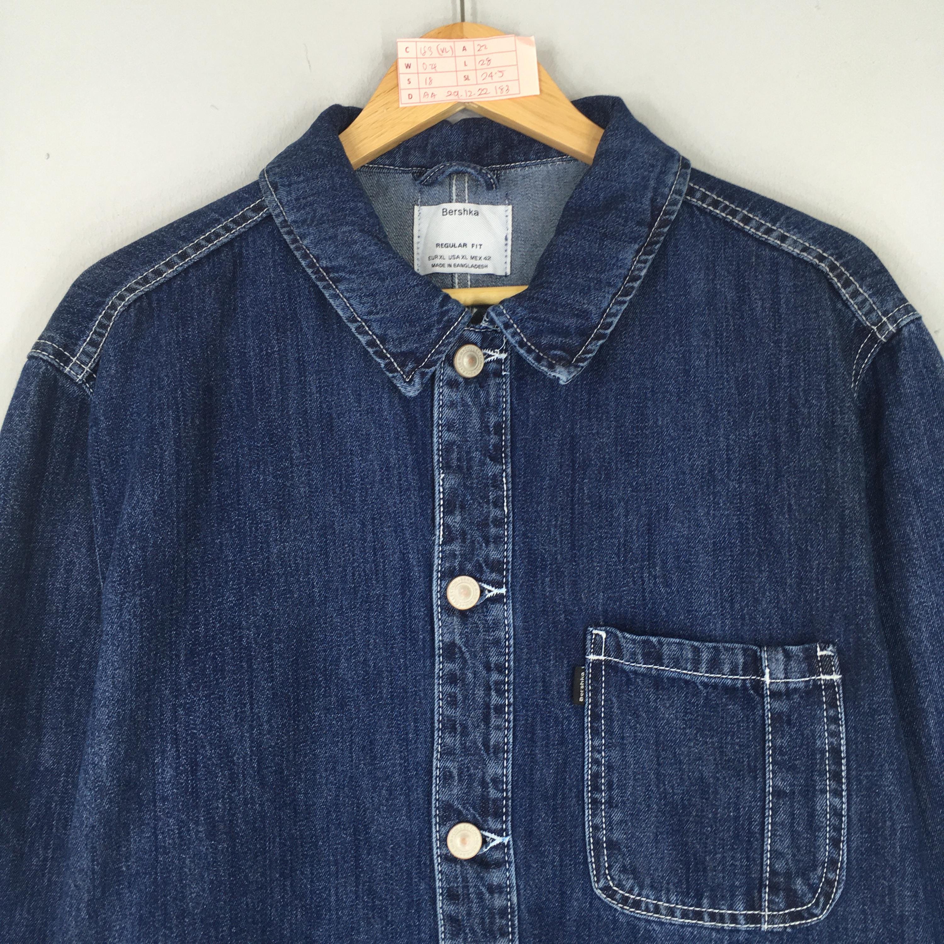 Vintage 00s Navy Blue Denim Chore Jacket Button up Vintage 