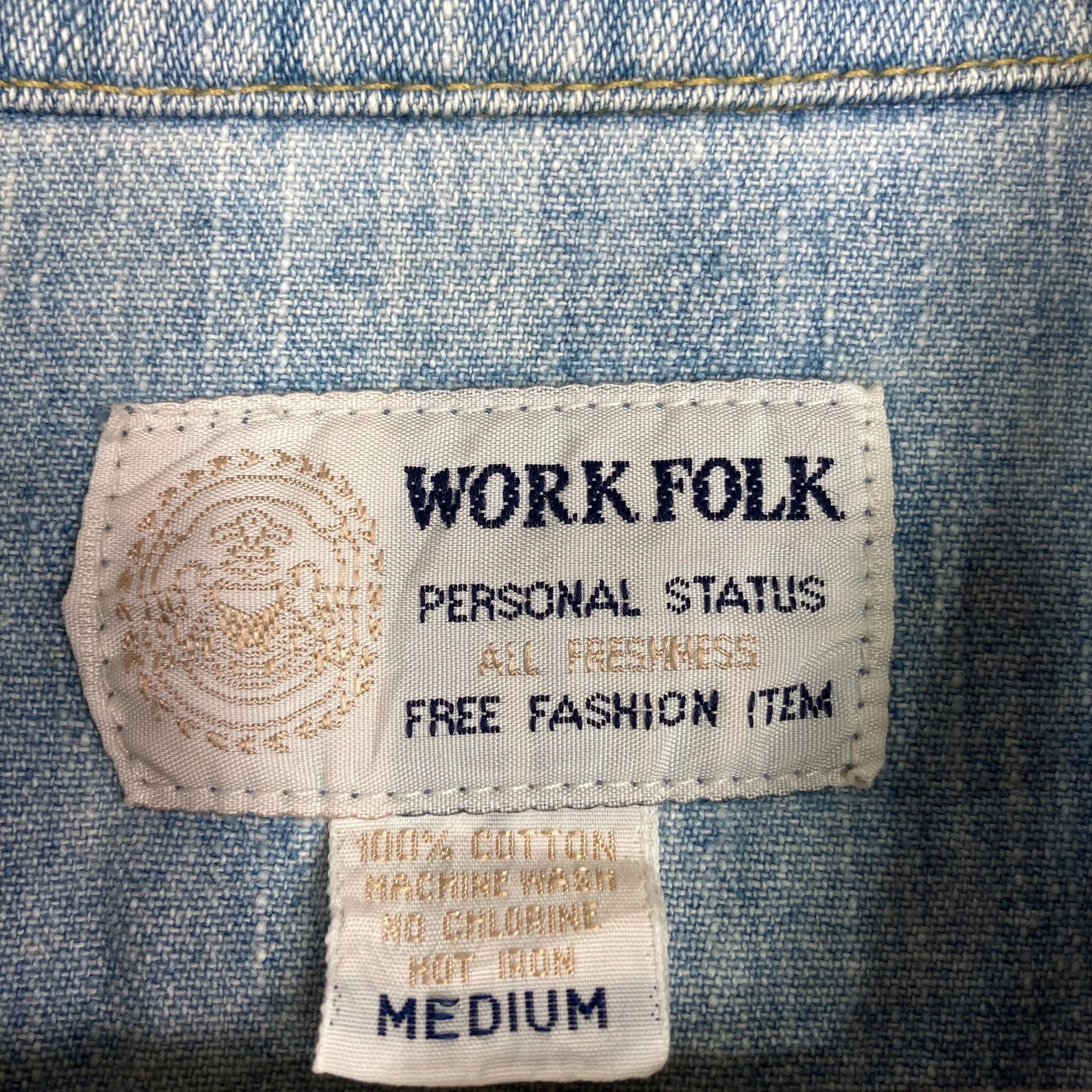 ヴィンテージ WORK FOLK デニム チョアジャケット 4ポケット ボタン 