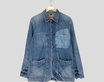 Chaqueta vaquera vintage EDWIN para tareas domésticas, chaqueta vaquera de trabajo EDWIN, chaqueta de abrigo francesa EDWIN para trabajadores
