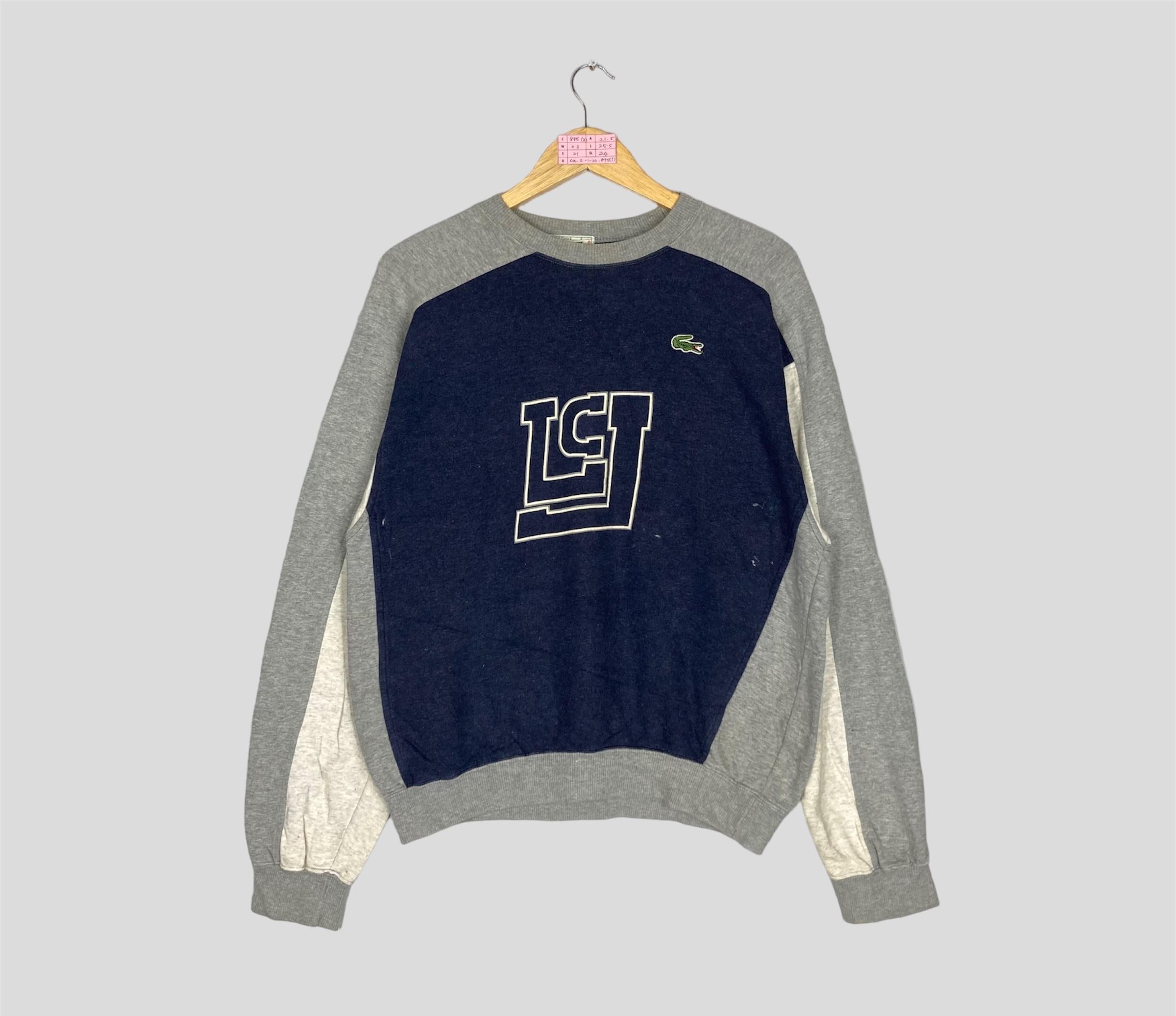 vintage LACOSTE sweat ras du cou avec grand logo LACOSTE pull pull LACOSTE pull unisexe LACOSTE tenue streetwear