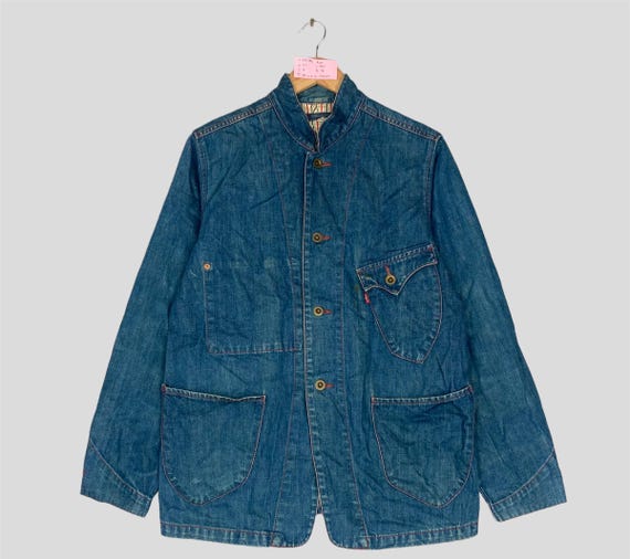 Vintage LEVIS RED TAB Blue Denim Chore Jacket Button up Levis Red