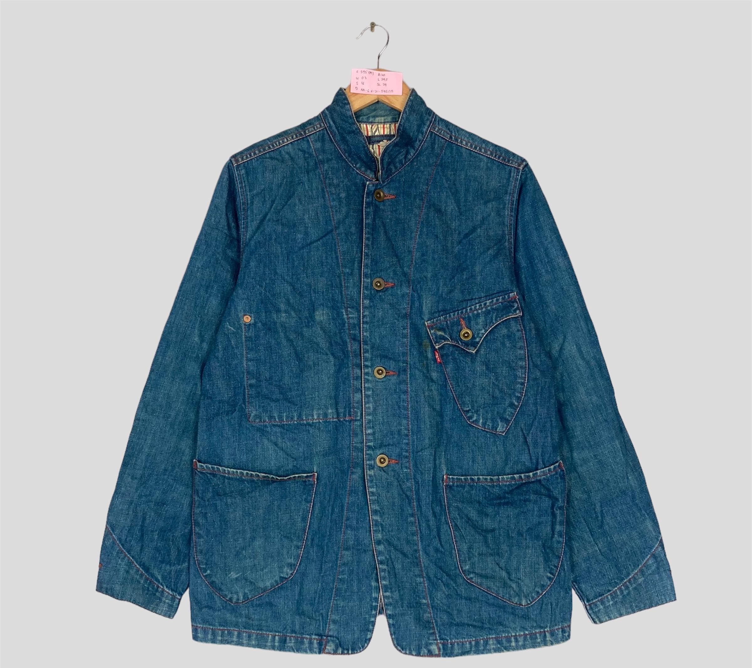 Vintage LEVIS RED TAB Blue Denim Chore Jacket Button up Levis Red