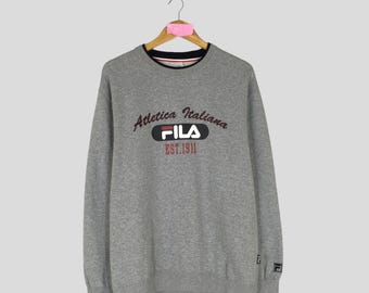 vintage FILA BIELLA ITALIA Crewneck Sweatshirt Small Logo Embroidered Fila Jumper Pullover Fila Unisex Sweater Streetwear Sportswear