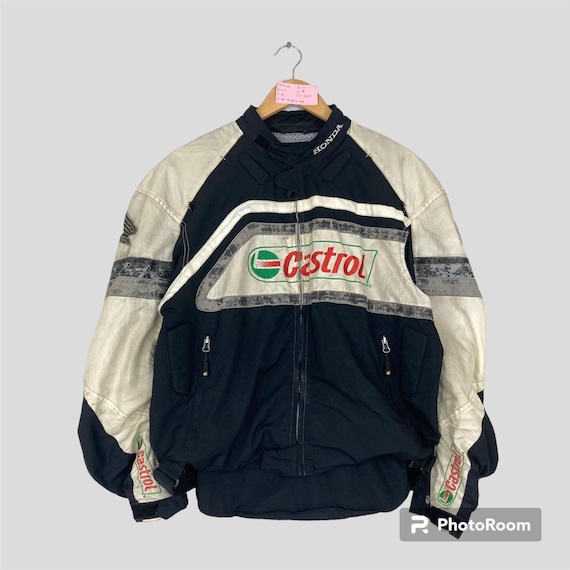 Vintage HONDA CASTROL Motorsport Jacket Full Zipper Honda Castrol