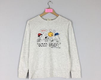 Sudadera vintage de Snoopy y Peanuts con cuello redondo y estampado de imagen grande. Suéter unisex vintage de Snoopy y Peanuts.