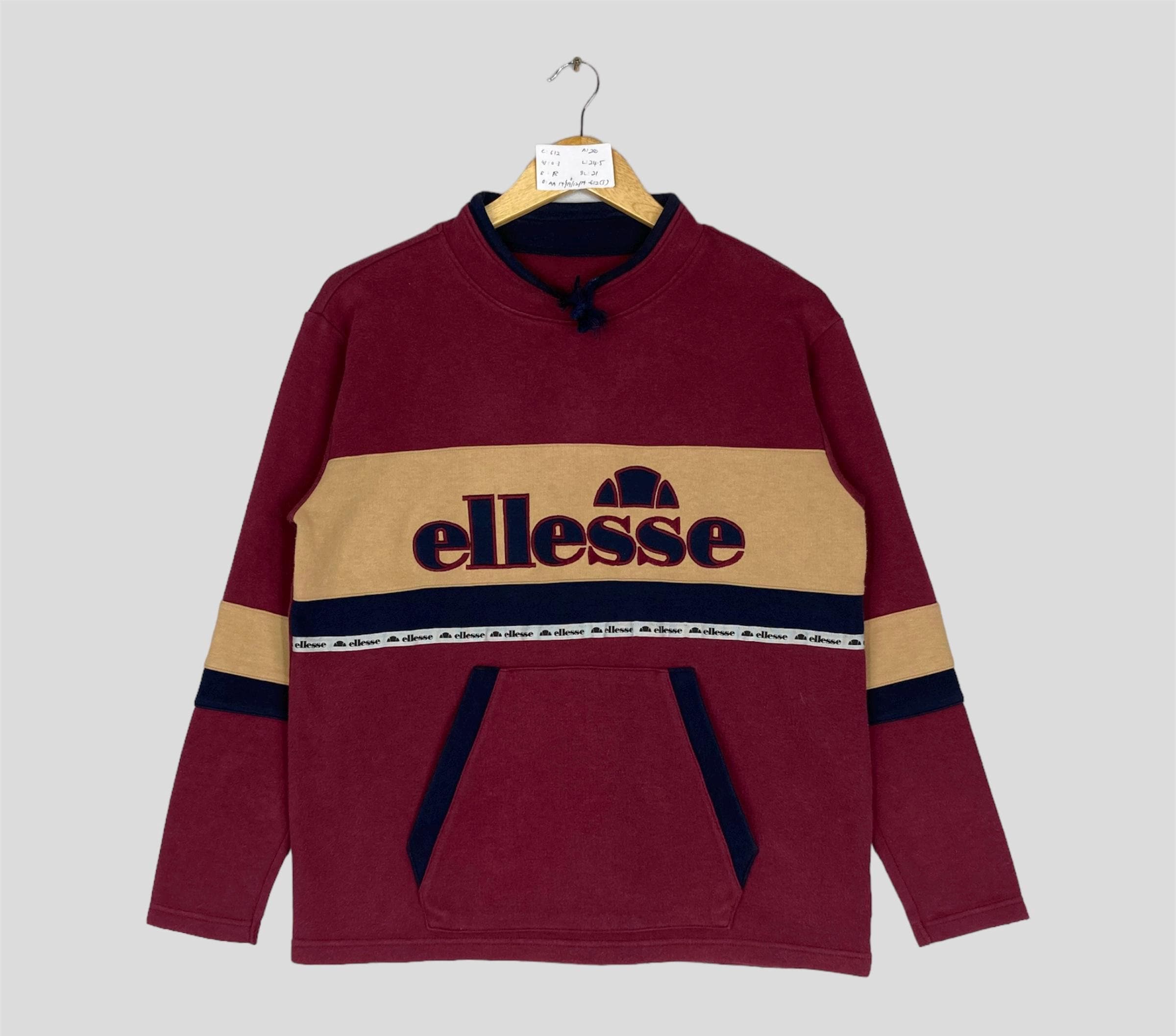 ヴィンテージ ELLESSE クルーネック スウェットシャツ ビッグロゴ刺繍 