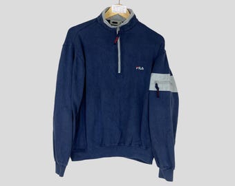Vintage FILA ITALIANO Quarter Zipper Sweatshirt Small Logo Embroidered Fila Jumper Pullover Vintage Fila Unisex Sweater Medium Size