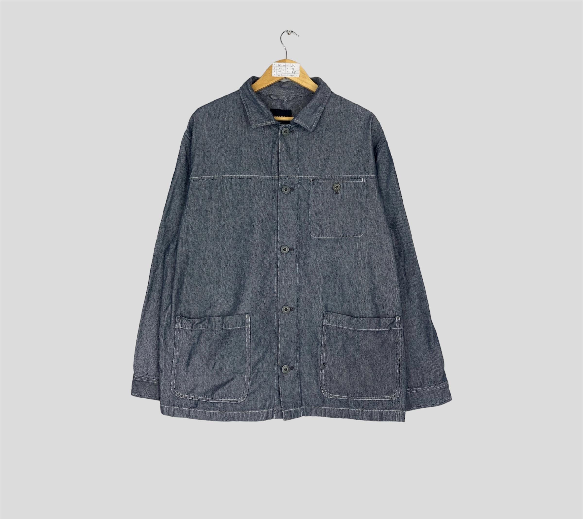 Vintage Uniqlo Japanese Brand Denim Chore Jacket Button up Uniqlo 