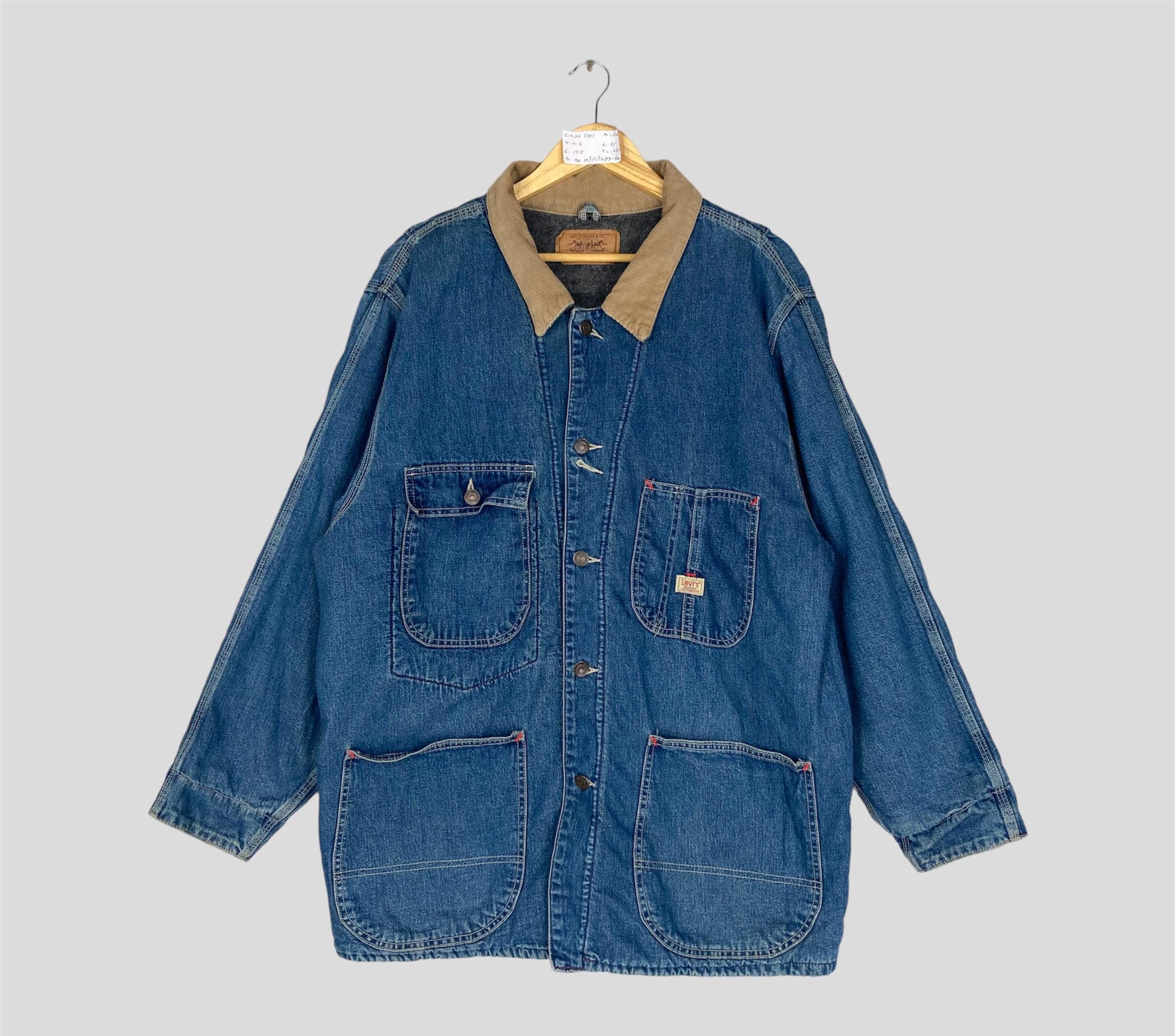 未使用！　Levi’s  Denim Chore Jacket Vintage LEVIS Blue Denim Chore Jacket Button up Vtg Levis Four