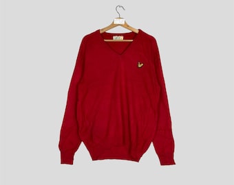 Sudadera vintage de cuello en V de Lyle & Scott con logo pequeño. Jersey unisex de Lyle & Scott. Nuevo conjunto informal de Lyle Scott.