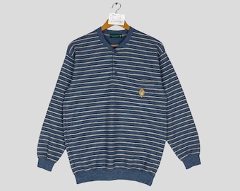 Sudadera vintage Lyle & Scott a rayas con un solo bolsillo, logo pequeño, jersey Lyle & Scott, suéter unisex informal