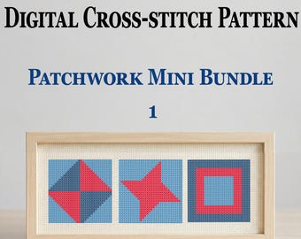 Lot 1 petit patchwork : mini motif point de croix 30 x 30, petit format PDF point rapide