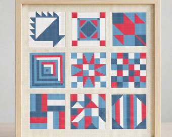 Lot B complet pour petits patchworks - Mini motif de point de croix 30 x 30, petit PDF point rapide
