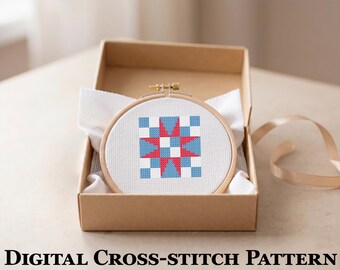 Petit patchwork Fifty-Four Forty or Fight – Mini modèle de point de croix 30 x 30, petit PDF point rapide