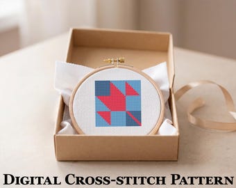 Petite feuille de palmier en patchwork – mini motif de point de croix 30 x 30, petit PDF point rapide