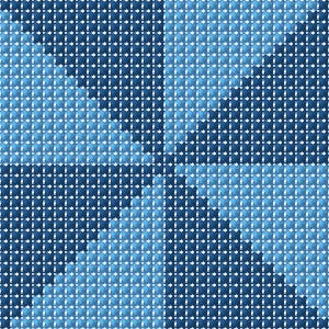 May include: Abstract geometric pattern in shades of blue. The design features a grid of small squares, with darker blue shapes forming a larger pattern against a lighter blue background. The overall effect is a textured, pixelated appearance.