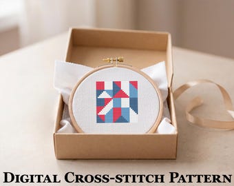 Petit patchwork asymétrique - Mini modèle de point de croix 30 x 30, petit PDF point rapide